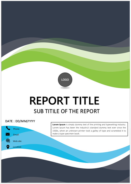 cover page elegant waves report cover page template word ms word book templates free download